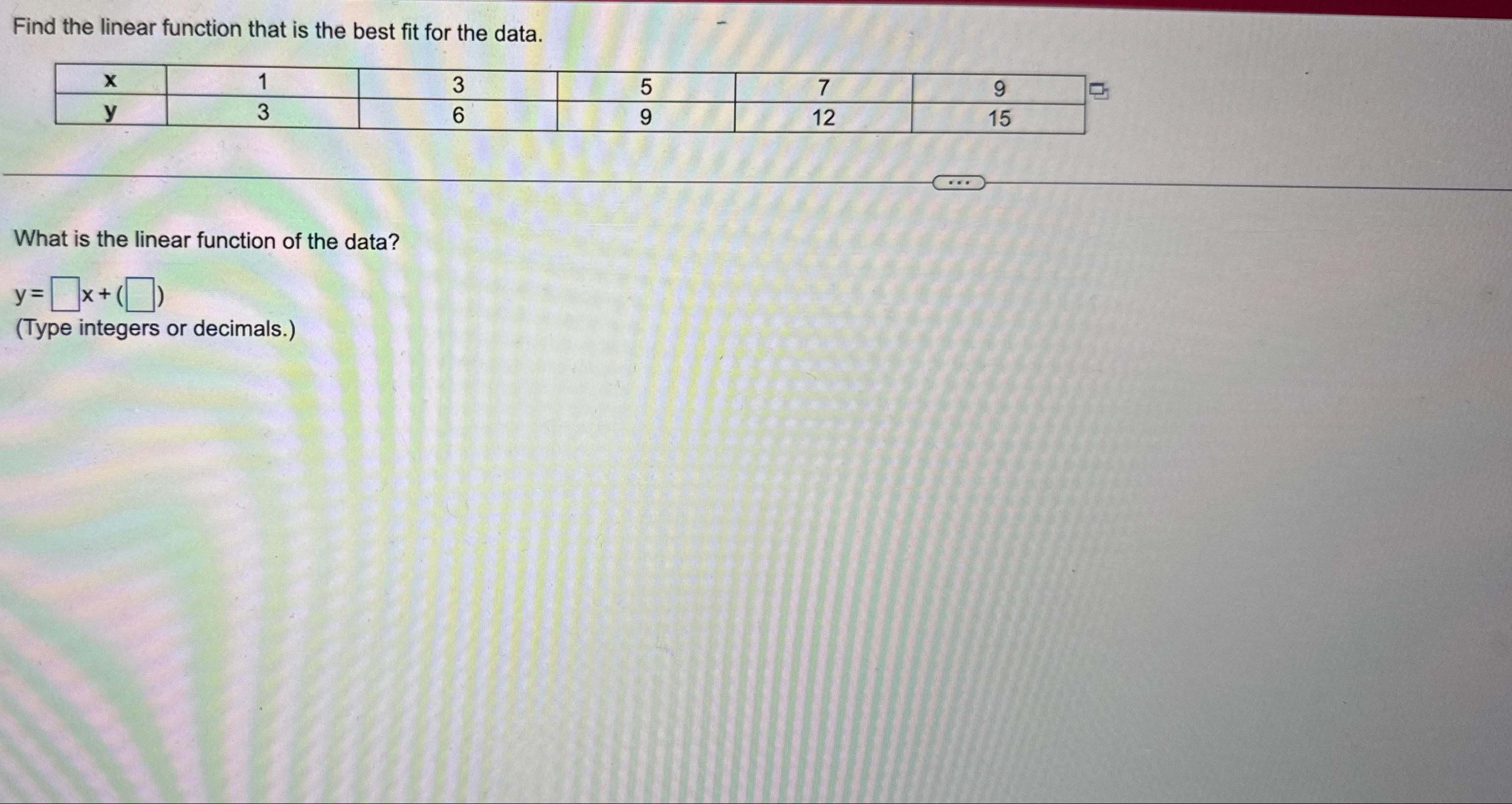 Solved Find the linear function that is the best fit for the | Chegg.com