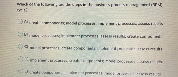 Solved Which of the following are the steps in the business | Chegg.com