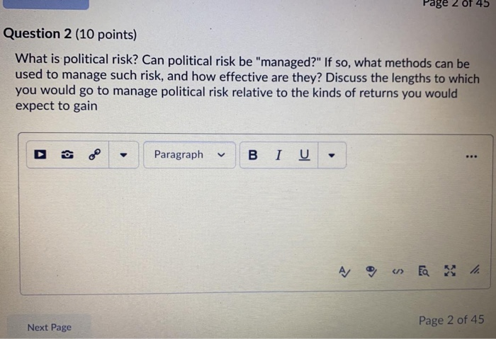 Solved Page 2 Of 45 Question 2 (10 Points) What Is Political | Chegg.com