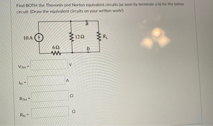 Solved Find BOTH The Thevenin And Norton Equivalent Circuits | Chegg.com