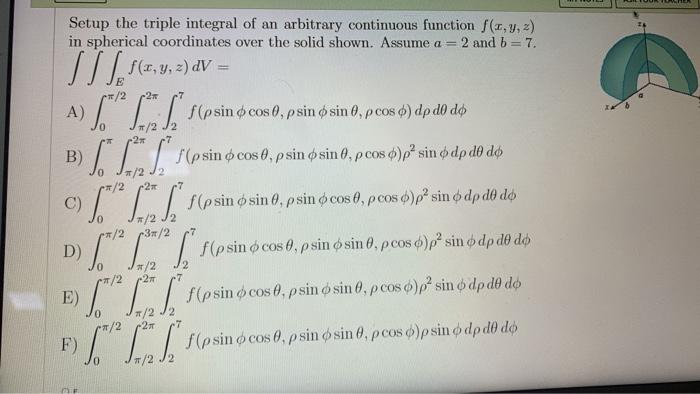 Solved Setup the triple integral of an arbitrary continuous | Chegg.com