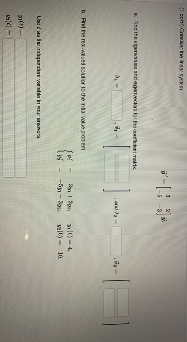 Solved (1 point) Consider the linear system 3 یہ مع 5 a. | Chegg.com