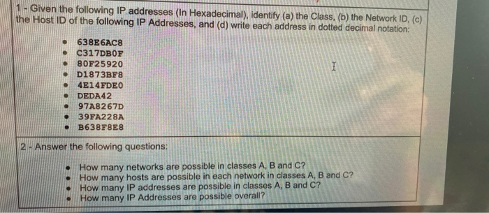 code review: allow certain ip addresses to run a c++... Solved 1 - Given the following IP addresses (In | Chegg.com