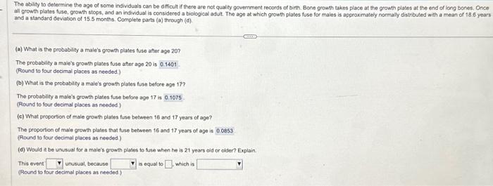 Solved The Ability To Determine The Age Of Some Individuals | Chegg.com