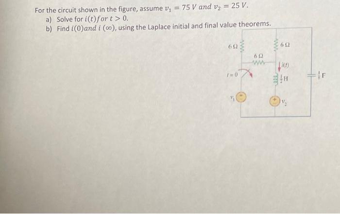 Solved For the circuit shown in the figure, assume vi = 75 V | Chegg.com