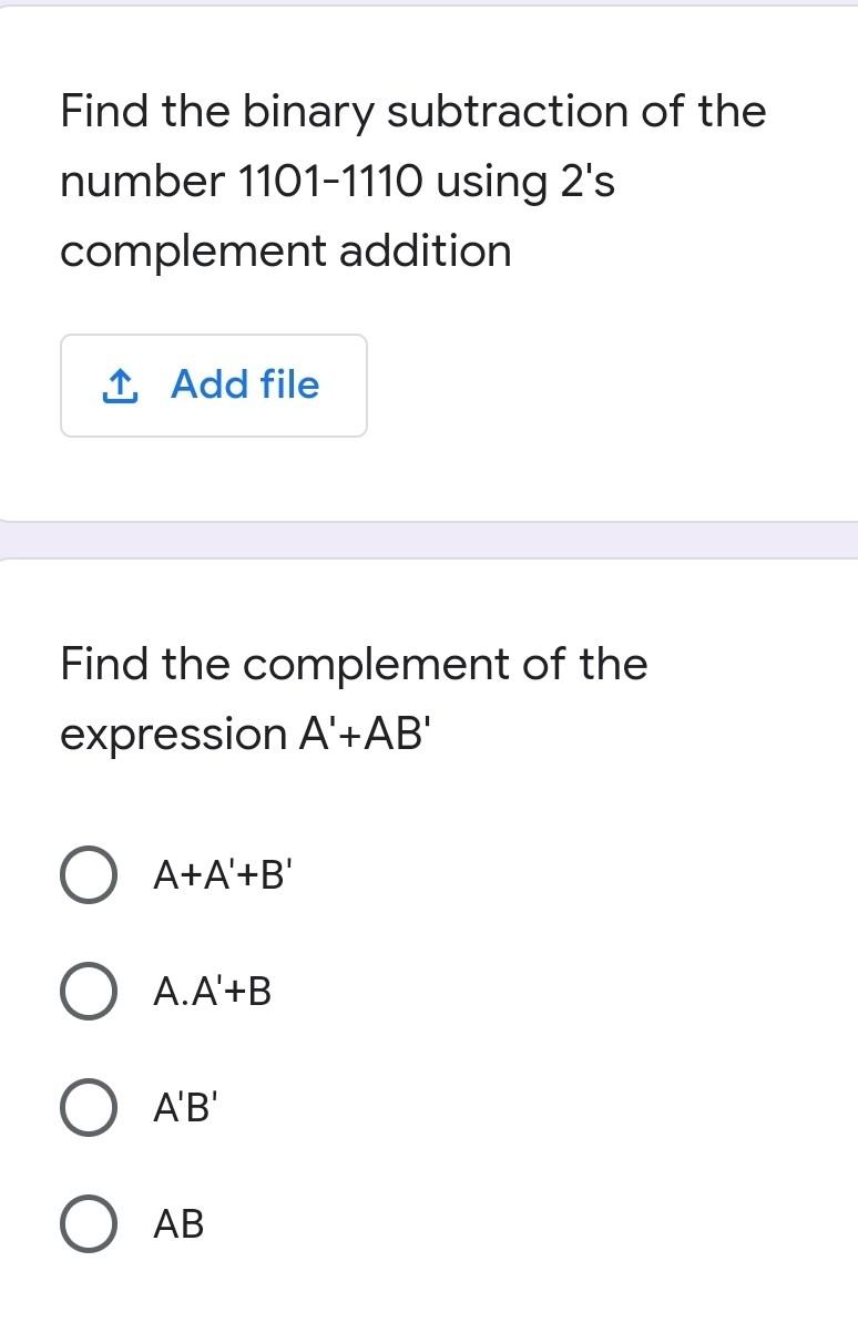 Solved Find The Binary Subtraction Of The Number 1101-1110 | Chegg.com