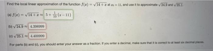 Solved Find the local linear approximation of the function | Chegg.com