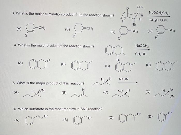 Solved CH3 3. What is the major elimination product from the | Chegg.com