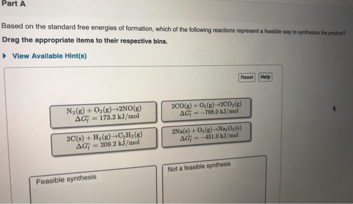 Solved Part A Based on the standard free energies of | Chegg.com