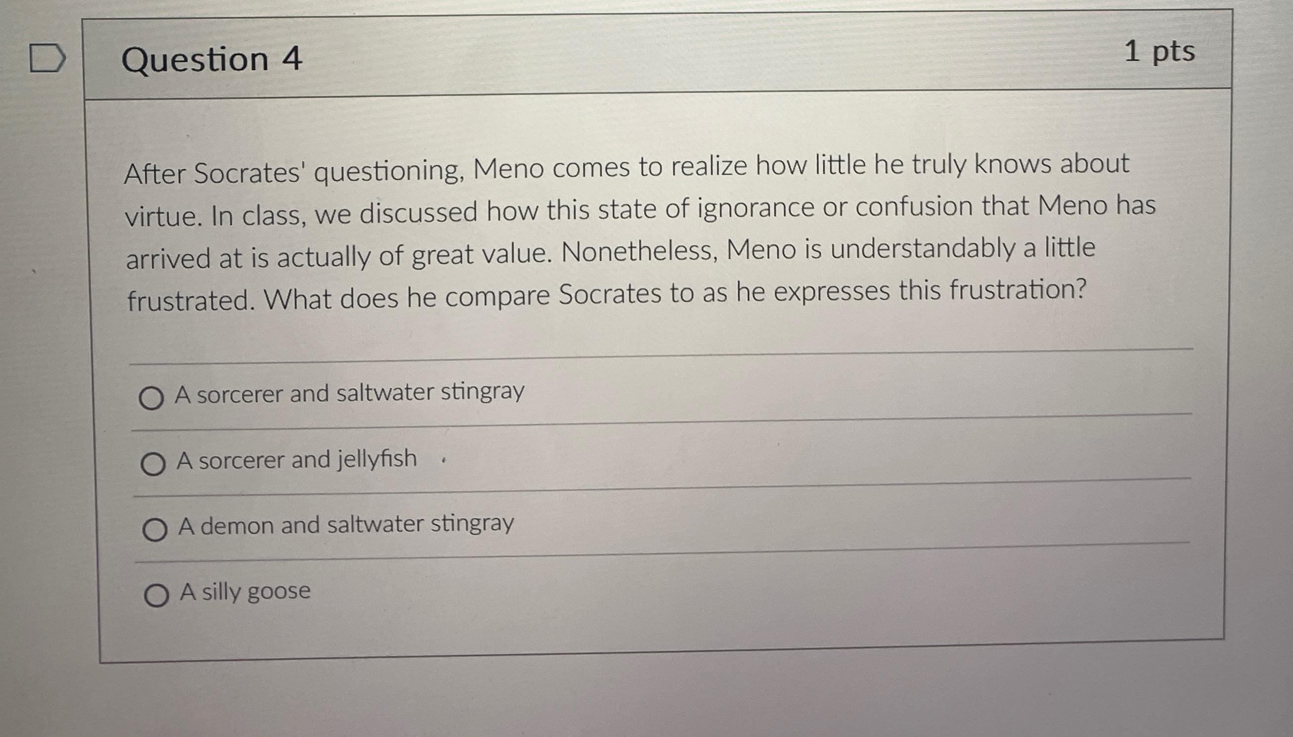 Solved Question 41 ﻿ptsAfter Socrates' Questioning, Meno | Chegg.com