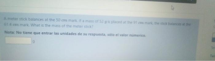 Solved Ameter stick balances at the 50 cm mark it a mass of | Chegg.com