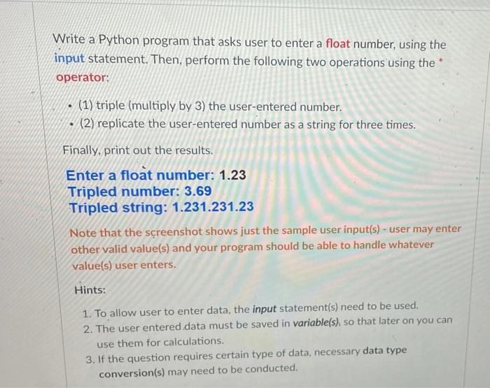 Solved Write a Python program that asks user to enter a | Chegg.com