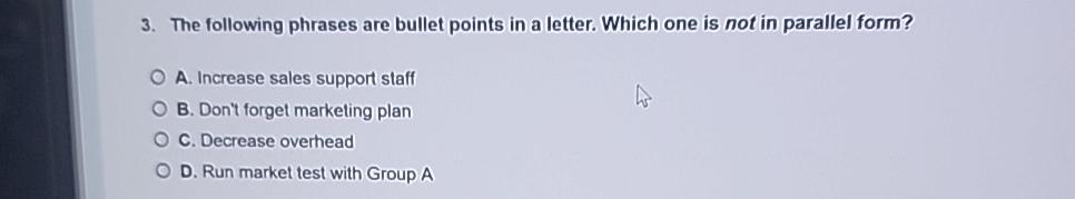 Solved The following phrases are bullet points in a letter. | Chegg.com