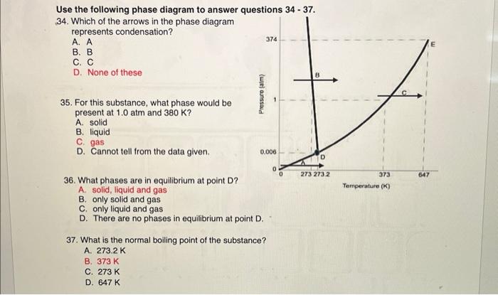 Solved 34. Which of the arrows in the phase diagram | Chegg.com