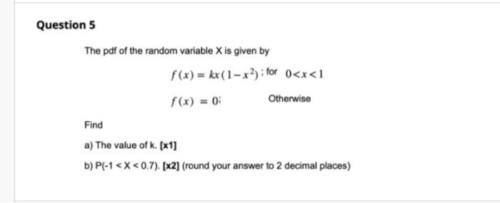 Solved The pdf of the random variable X is given by | Chegg.com