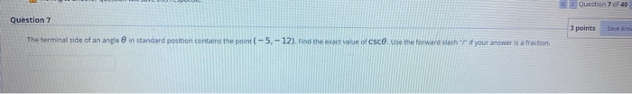Solved Question 7 of 40 Question 7 3 points Save Ans The | Chegg.com
