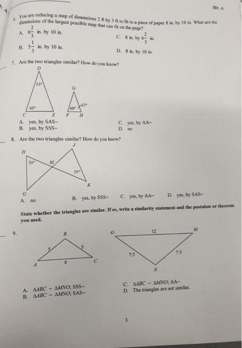 Solved ID: A You are reducing a map of dimensions 2 ft by 3 | Chegg.com