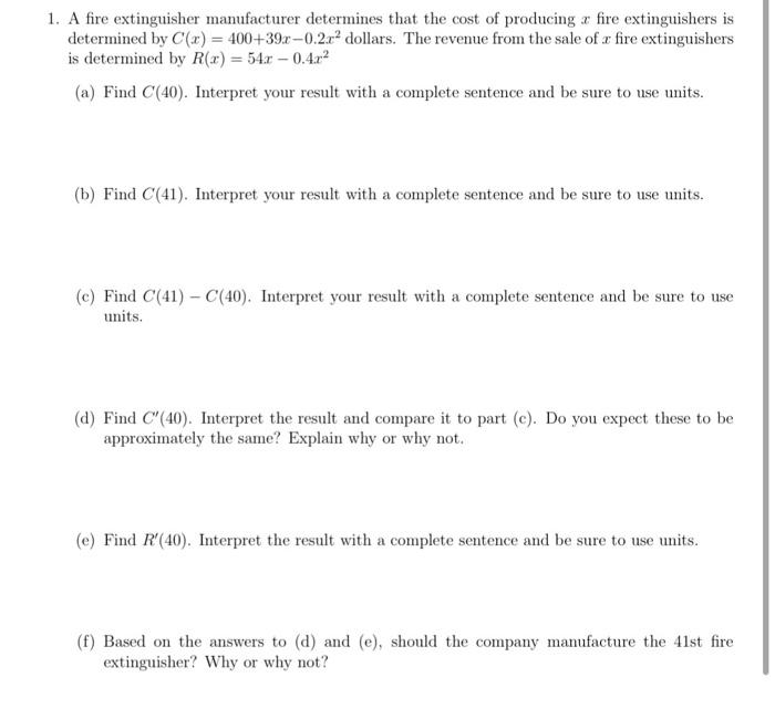 Solved 1. A Fire Extinguisher Manufacturer Determines That | Chegg.com