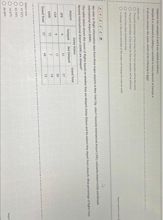 Solved Suppose Two Samples A And B Are Related As Follows: | Chegg.com