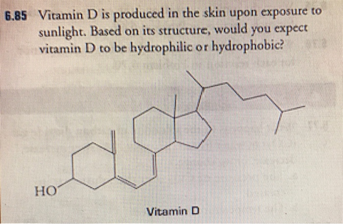 Solved 6.85 Vitamin D is produced in the skin upon exposure | Chegg.com