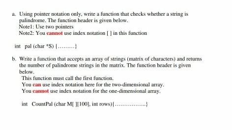 Solved 1. Using pointer notation only, write a function that | Chegg.com