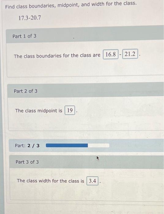 Solved Find Class Boundaries Midpoint And Width For The 0556