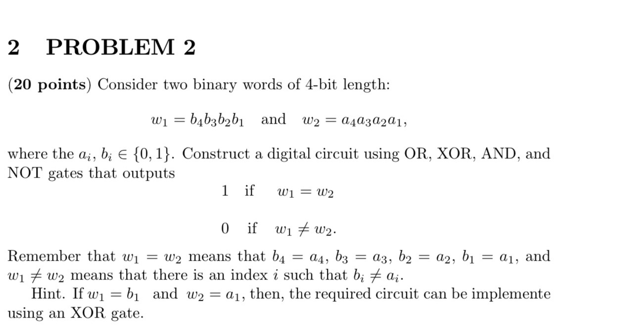 Solved 2 ﻿PROBLEM 2(20 ﻿points) ﻿Consider two binary words | Chegg.com