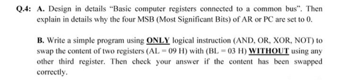 Solved Q.4: A. Design in details “Basic computer registers | Chegg.com