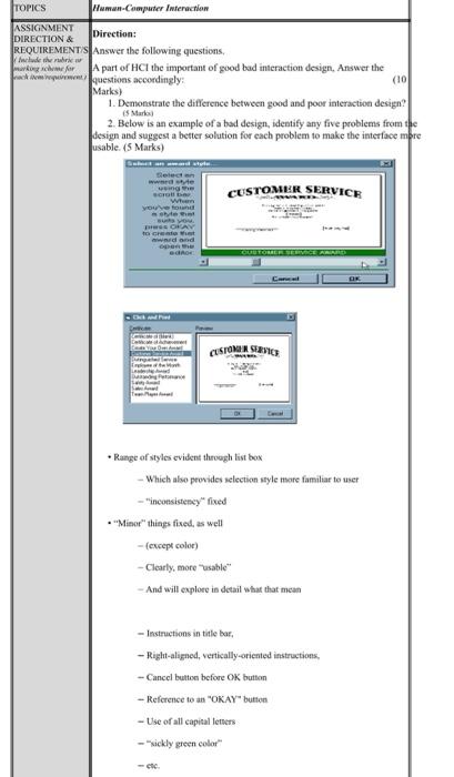 TOPICS Human-Computer Interaction ASSIGNMENT | Chegg.com