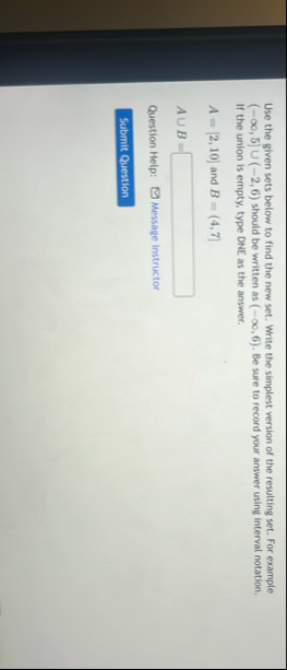 Solved Use the given sets below to find the new set. Write | Chegg.com