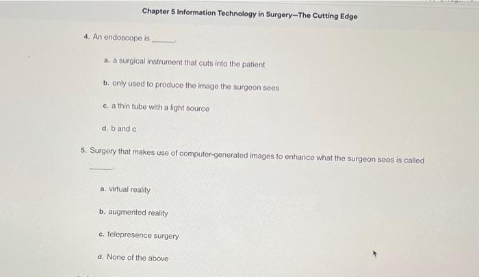 Solved Chapter 5 Information Technology In Surgery The Chegg