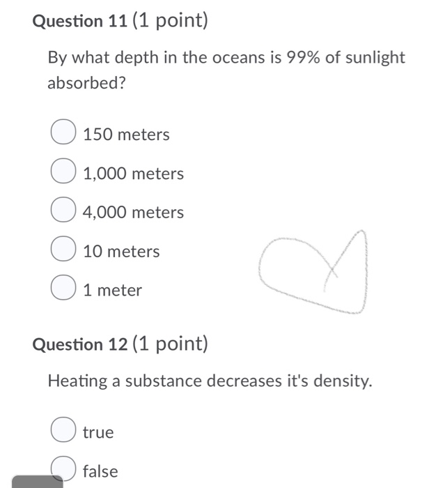 Solved Question 11 (1 point) By what depth in the oceans is | Chegg.com