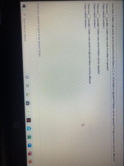 Solved How many 3-letter code words can be formed from the | Chegg.com