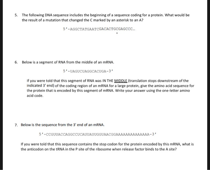 Solved 5. The following DNA sequence includes the beginning | Chegg.com