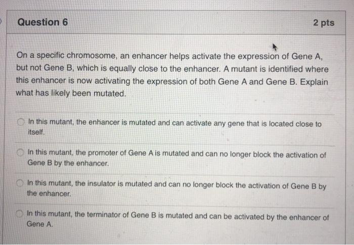 Solved Question 6 2 pts On a specific chromosome, an | Chegg.com