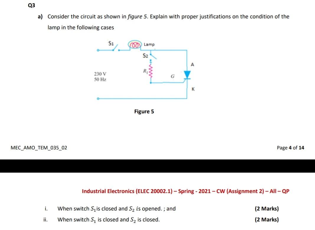 Solved Q3 a) Consider the circuit as shown in figure 5. | Chegg.com