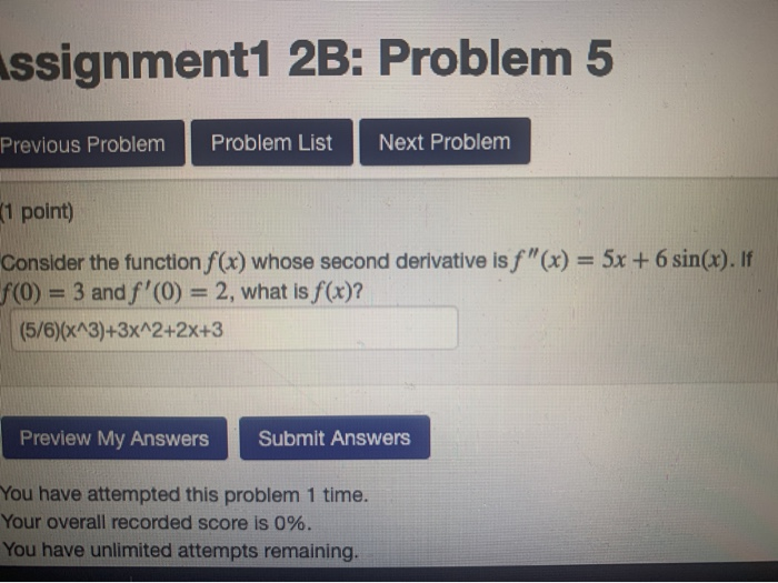 Solved assignment1 2B: Problem 5 Previous Problem Problem | Chegg.com