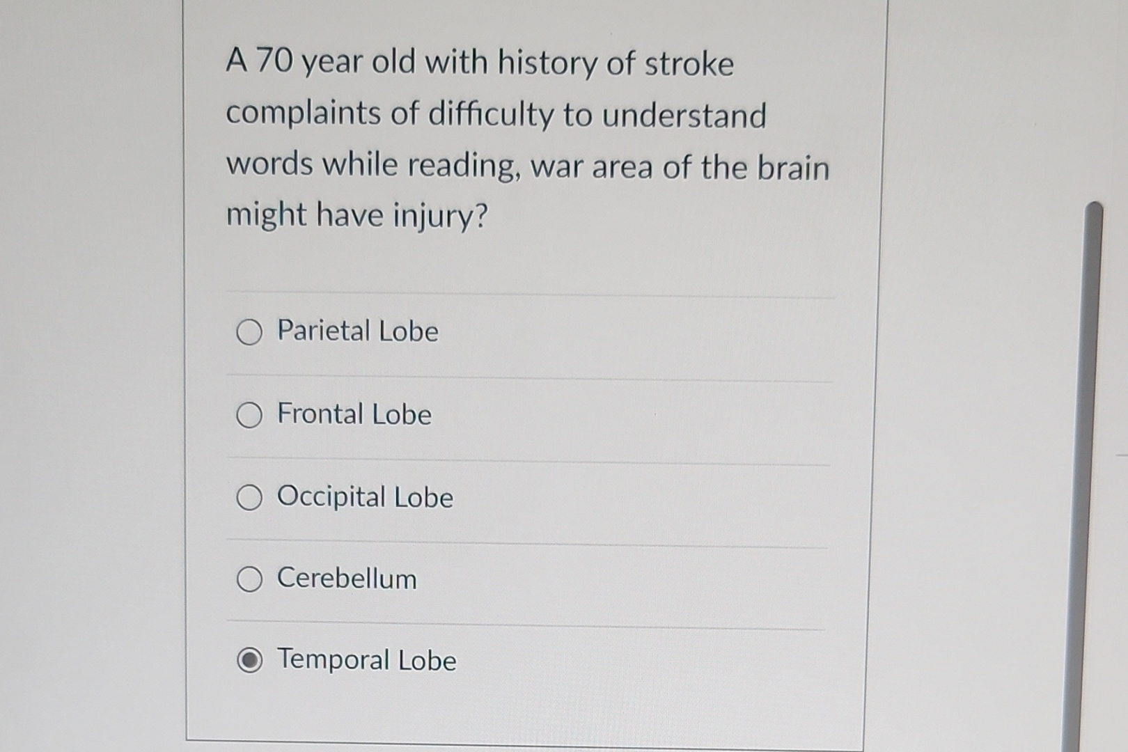 Solved A 70 ﻿year old with history of stroke complaints of | Chegg.com
