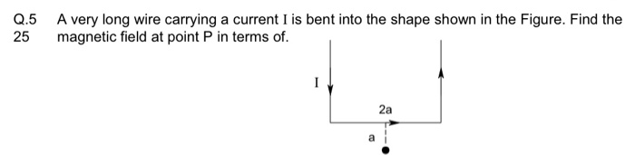 Solved Q.5 25 A very long wire carrying a current I is bent | Chegg.com