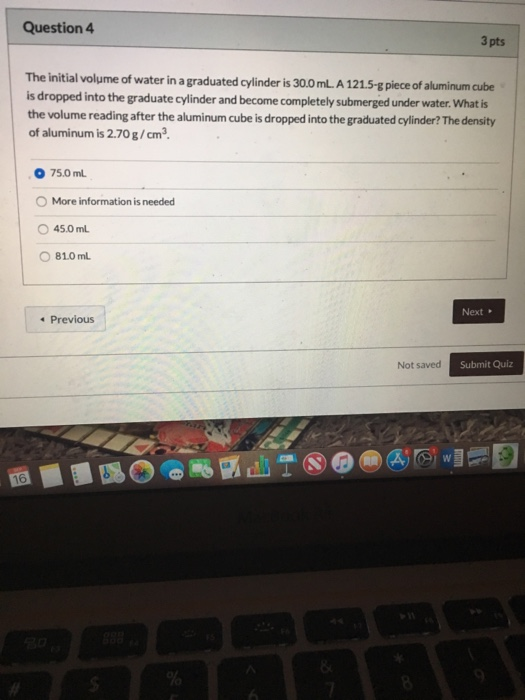 Solved Question 4 3 pts The initial volume of water in a | Chegg.com
