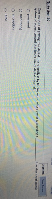 Solved Question 20 3 points Save Answer free, that is | Chegg.com