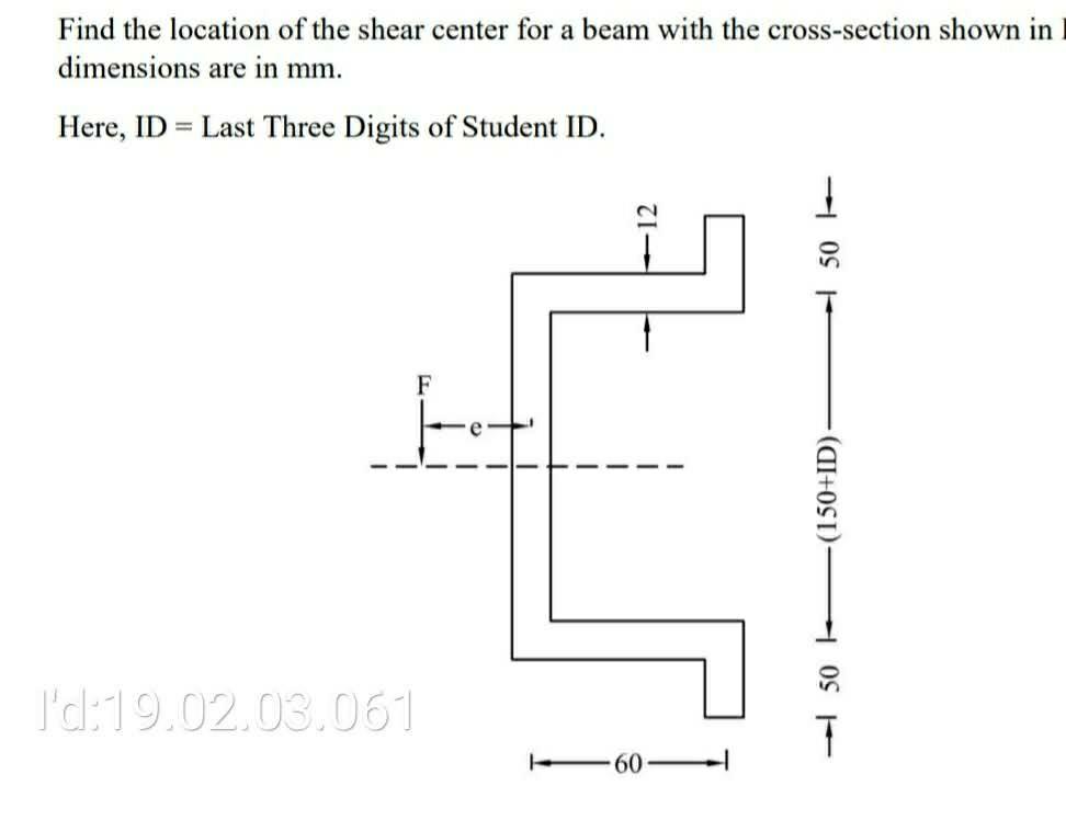 Solved Find the location of the shear center for a beam with | Chegg.com
