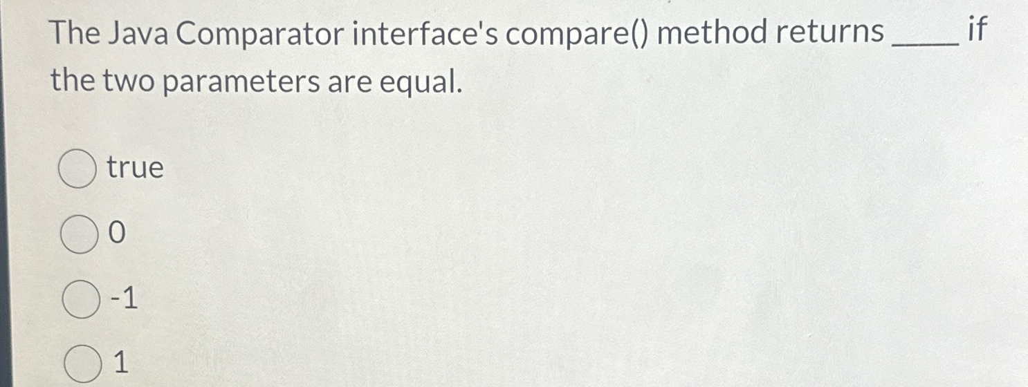 Solved The Java Comparator interface's compare() ﻿method | Chegg.com