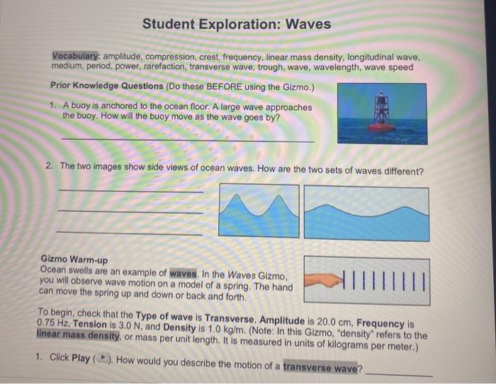 Student Exploration Waves Voary Amplitude Chegg 