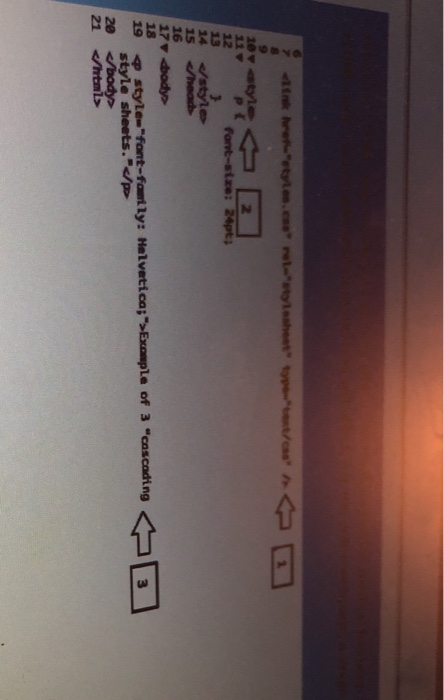 solved font (6) 7. type Solved 20» atyle 2 11 12 font-size: 24pt; 13 3 14 style 15 | Chegg.com