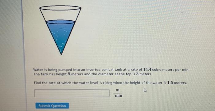 Solved Water is being pumped into an inverted conical tank | Chegg.com