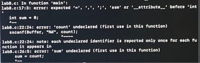 Solved 1ab8.c: In function 'main': 1ab8.c:17:3: error: | Chegg.com