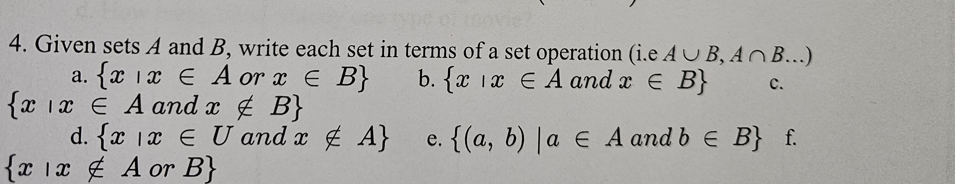 ∪ Math Solved Given sets A and BA∪B,A∩Bdots । xinA or xinBb. and | Chegg.com