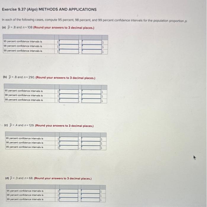 Solved Exercise 9.37 (Algo) METHODS AND APPLICATIONS In each | Chegg.com