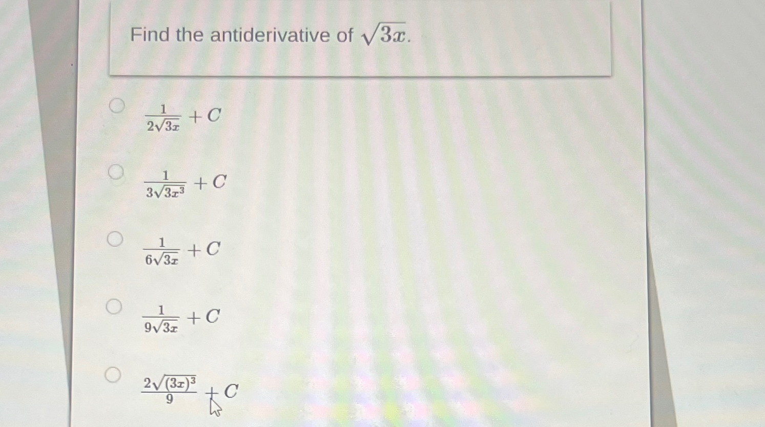 antiderivative of sqrt(36-x^2)